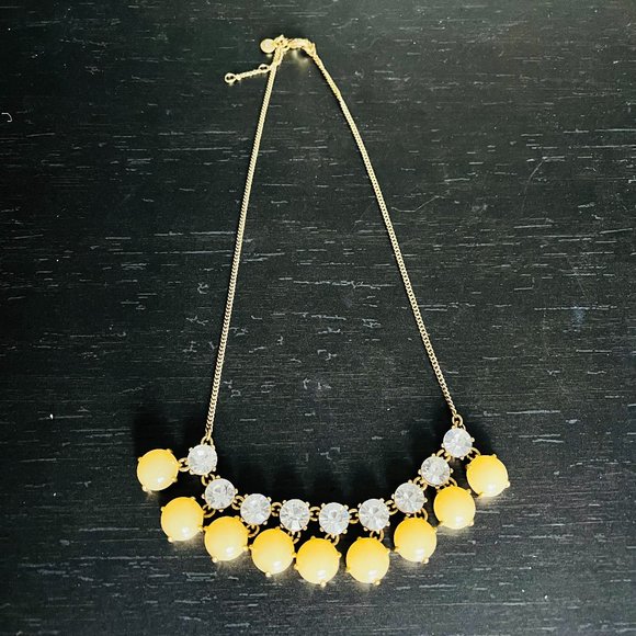 J Crew Aged Brass Pale Nude Beige Bead Crystal Statement Necklace - Picture 1 of 3